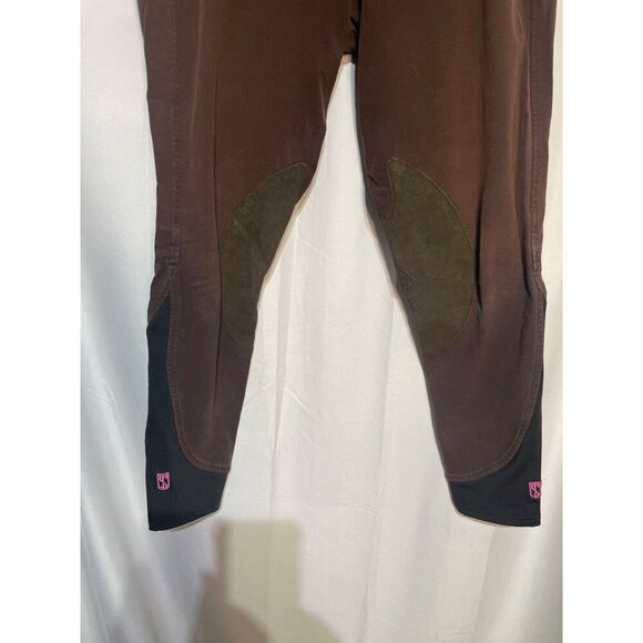 Ladies Brown Riding Breeches With Suede Knee Patches & Pink Logo Detail - Size 3 - Picture 3 of 11